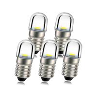 Ruiandsion 5pcs E10 Base Socket LED Bulb 1W 12V White Replace Torch Headlight Headlamp Mini Head Lamp Flashlight Bulbs,Negative Earth