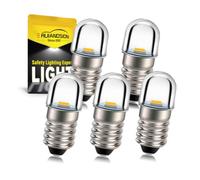 Ruiandsion 5pcs E10 Base Socket LED Bulb, 6V Non-Polarity Warm White, Replacement Bulb for Torch, Headlamp, Flashlight & Emergency Light