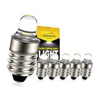 Ruiandsion 6-Pack E10 LED Bulbs, 12V 6000K Cool White Light, Non-Polarity Miniature Replacement Bulbs for Flashlight, Torch, Candle, and Model Lighting