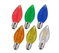 Ruiandsion 6 PCS C7 LED Christmas Multi Color Replacement Bulbs, 0.6W 220V E12 Candelabra Base, Shatterproof & Energy Saving LED Bulbs for Indoor Outdoor Holiday String Lights