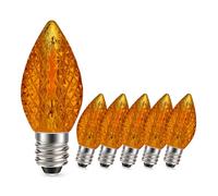 Ruiandsion 6 PCS C7 LED Christmas Orange Replacement Bulbs, 0.6W 220V E12 Candelabra Base, Shatterproof & Energy Saving LED Bulbs for Indoor Outdoor Holiday String Lights