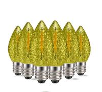 Ruiandsion 6 PCS C7 LED Replacement Christmas Yellow Light Bulbs- Shatterproof 0.6W 220V E12 Candelabra Base -Holiday Bulbs for Indoor & Outdoor String Lights