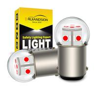 Ruiandsion BA15D LED Bulb Red Color 6V-30V 3030 12SMD Led Car Light Bulb Replacement for RV, Trailer, Boat Interior, Tail Lights, Pack of 2