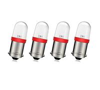 Ruiandsion BA9S 220V LED Bulb, AC/DC Miniature Bayonet 9mm, Red - Replacement Indicator Light for Industrial Control Panel, Home Appliance, Audio Equipment (Pack of 4)