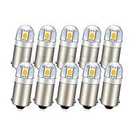 Ruiandsion BA9S LED Bulb Warm White BA9 1895 1891 53 57 6V LED Bulb 3030 2SMD Chipsets LED Replacement Bulbs for Car Interior Dome Map License Plate Glove Box Lights (Pack of 10)