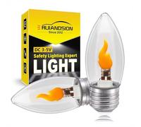 Ruiandsion E27 Candelabra Bulb, 3-5V Low Voltage Flickering Flame LED Light, Warm White Vintage Edison Bulb for Christmas Decor, Restaurant & Party Atmosphere (Pack of 2)