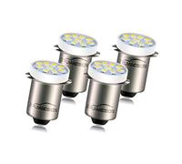 Ruiandsion P13.5S LED Bulb 12V Warm White Soft Glow 0.5W COB 450LM Non-Polarity Flashlight Replacement Bulb for 8-Cell Torch, Camping Lantern, Home Emergency Light - 4-Pack