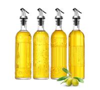 Ruiao 4 Pcs Olive Oil Dispenser Bottle for Kitchen,17oz Clear Glass Oil and Vinegar Dispenser Set, Coffee Syrup Dispenser with 4 Pourers and 1 Funnel