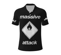 RUIARTE Mens Attack Hop Music Band Massive Polo Shirts Short Sleeve Golf T Shirt UPF 30+ Collared 3-Button Moisture Wicking Casual Workout Regular Fit Print Summer Classic