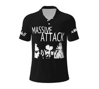 RUIARTE Mens Attack Hop Music Band Massive Polo Shirts Short Sleeve Golf T Shirt UPF 30+ Collared 3-Button Moisture Wicking Casual Workout Regular Fit Print Summer Classic