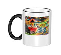 RUIARTE Unisex Floyd Rock Band Pink Music Ceramic Coffee Mug 10OZ/330ML Colorful A Premium Cup for Office, Travel and a Great Novelty Gift for Men & Women at Home, Office or on Birthday Occasions