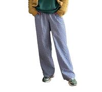 RUIBBWAN Women Y2K Striped Wide Leg Lounge Pants Loose Fit Elastic Waist Plaid Pinstripe Trousers Going Out Pants Streetwear (Blue, XL)