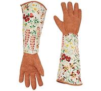 Ruibo Leather Rose Gardening Gloves/Thorn Proof Pruning Gloves With Puncture Resistant Long Sleeve Polyester Print Cuff/For Blackberry Plants Rose Bush Women