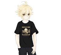 RUIBOCOS Genshin Impact Traveller Lumine Graphic T-Shirt Impression T-Shirt Cosplay Clothing for Both Men and Women (S,Black)