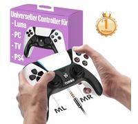 Ruibopad Ymir Wireless Luna Controller,PC Bluetooth Gamepads für Fire TV Stick Gaming Gamepad Kein Drift ALPS Joystick mit Handy iPad Tablet Tesla Game Controler mit 1200mAh Akku Turbo Paddles Weiß
