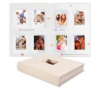 Ruibytree 128 Pockets Hardcover Photo Album for Instax Mini Photos (Beige) | Memo Writing Area, Linen Hardcover, Thick Rigid Acid-Free Pages, Instant Guest Book For Wedding, Travel And Everyday Memories