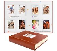 Ruibytree 128 Pockets Hardcover Photo Album for Instax Mini Photos (Brown) | Memo Writing Area, PU Leather Cover,Thick Rigid Acid-Free Pages, Instant Guest Book For Wedding, Travel And Everyday Memories