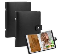 Ruibytree 2 Pack Small Photo Albums 6x4 Slip in, Holds 52 Photos Each,Black