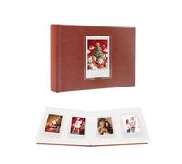 Ruibytree 64 Pocket Photo Album for Instax Mini & Polaroid 2x3" Film, Brown | Writing Space, Premium PU Leather Hardcover, Thick Quality Pages, Protective Gift Box, Acid-Free Clear Pockets, Portable