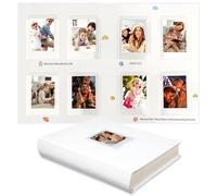 Ruibytree Mini Instant Photo Album with Writing Space for 2x3 Photos, 128 Pockets Hardcover Leather Memory Book, Portable Picture Organizer, Compatible with Instax Mini & Polaroid Zink (Clay White)