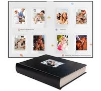 Ruibytree Mini Instant Photo Album with Writing Space for 2x3 Photos, 128 Pockets Hardcover Leather Memory Book, Portable Picture Organizer, Compatible with Instax Mini & Polaroid Zink (Black)