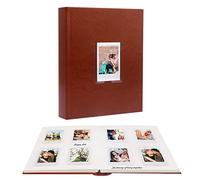 Ruibytree Mini Instant Photo Album with Writing Space for 2x3 Photos, 128 Pockets Hardcover Leather Memory Book, Portable Picture Organizer, Compatible with Instax Mini & Polaroid Zink (Brown)