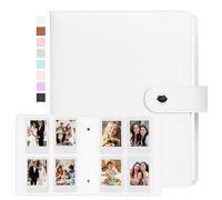Ruibytree Photo Album for Instax Mini and Polaroid 2x3', 320 Pocket (White) | PU Leather Cover, Acid-Free Clear Pages, Side-Loading Pockets, Easy Instant Photo Viewing, Fits 6 × 9 cm Trading Cards