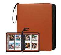 Ruibytree Photo Album for Polaroid i-Type, 600 & SX-70 Instant Photos,Brown | Waterproof PU Leather Cover, Zipper Closure, Wrist Strap Handle, 256 Pockets, Holds 8 Photos Per Page, Extra Large Capacity