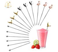 Ruicaifu 15PCS Stainless Steel Cocktail Picks, Reusable Fruit Stick Metal Martini Skewers Toothpicks Stirrer for Cocktail Sandwiches Barbeque Snacks Party Supplies(4 Shapes)