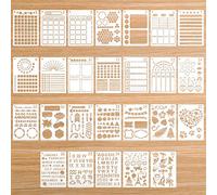 Ruicaifu 26pcs Journal Stencils for Crafts, Reusable DIY Stencil Templates Craft Templates for Drawing Plastic Bullet Stencils for Diary Journal Scrapbook DIY Craft Drawing (26 Types)