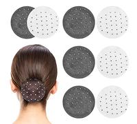 Ruicaifu 8pcs Elastic Hair Nets, Shiny Invisible Hair Net Bun Cover with Rhinestones Elastic Edge Mesh Women Hair Nets for Ballet Dancer Chef Nurse Bank Officer (Black and White)