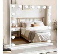Ruication Hollywood Vanity Mirror with Lights, 60×52cm Large Lighted Makeup Mirror with 17 Dimmable Bulbs, 3 Color Modes, Touch Screen Control, Tabletop or Wall Mounted Cosmetic Mirror For Bedroom