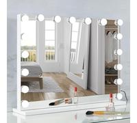 Ruication Hollywood Vanity Mirror with Lights, 60×52cm Lighted Makeup Mirror with 17 Dimmable Led Bulbs, 3 Lighting Modes, Touch Screen Control, Tabletop and Wall Mounted for Bedroom
