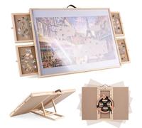 Ruication Jigsaw Puzzle Board Folding Tilting Puzzle Table Rotating Wooden Jigsaw Board Non-Slip Mat Surface for 1500 pieces 4 Sliding Drawers Storage System For Adults Gift