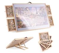 Ruication Jigsaw Puzzle Board Folding Tilting Puzzle Table Wooden Jigsaw Board Non-Slip Mat Surface for 1000 pieces 4 Sliding Drawers Storage System For Adults Kids Children Boy Girl Gift
