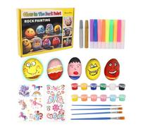 Ruication Rock Painting Kit for Kids, Glow in The Dark Painting Kit Stones for Painting Arts and Crafts for Kids, Creative Toys & Holidays Gifts & Presents for Boys Girls Age 3-12 Year Old