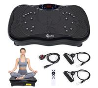 Ruication Vibration Plate Exercise Machine, Vibration Fitness Trainer with Bluetooth Speaker and Resistance Bands, Auto or Manual Speed Control, Home Exercise Equipment for Fitness Body Toning Black
