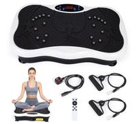 Ruication Vibration Plate Exercise Machine, Vibration Fitness Trainer with Bluetooth Speaker and Resistance Bands, Auto or Manual Speed Control, Home Exercise Equipment for Fitness Body Toning White