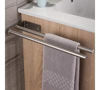 RUICER Towel Holder, Stainless Steel 40 cm Wall Mounted, Double Arm, Silver, Matte Finish