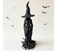 Ruichi Halloween Witch Statue, Resin Witch Figure, Hand-Painted Enchanting Witch Statue, Gothic Figurine Retro Magician Decor, Decor for Halloween Home Outdoor/indoor