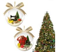 Ruichi Holiday Sewing Snow Globe Ornament, Vintage Sewing Machine Christmas Tree Decoration, Hangable Christmas Ball, Warm Winter Home Decoration for Office Garden Art School Farmhouse Balcony