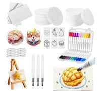 Ruichi Magic Puffy Paint, 48Pcs Magic Foam Texture Painting Kit, 3D Drawing Set, DIY Art Supplies for Handmade, with 10 Canvas Sponge, 24 Colored Pens, 3 Water Pens, 10 Bead Chain and 1 Mini Easel