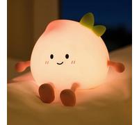 Ruichi Peach Night Light for Kids, Touch Control Dimmable Night Lamp with 3 Brightness Levels & 30-Min Auto Off, Soft Silicone Touch LED Lamp for Nursery, Girls Room Present Gifts