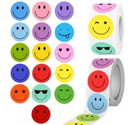RuiChy 1000 Pcs Colorful Emoji Stickers, 25mm Self Adhesive Smile Emoticon Color Coding Labels 1 Inch Funny Faces Round Mood Stickers for Phone Laptop Scrapbook Crafts Wall Decor Well Done Rewards