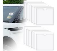 RuiChy 12 Pcs Car Windscreen Tax Disc Holders Parking Permit Holders Clear Self-Adhesive Card Sleeves Replaceable Label Pockets with Top Open for Badges Ticket Photos Business Cards (10.5x10.5cm)