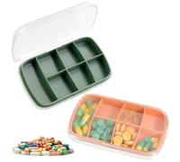RuiChy 2 Pcs Weekly Pill Box, 7 Compartments Small Pill Case Portable Moistureproof Travel Pill Container 7 Day Medicine Tablet Dispenser Organiser for Vitamins Fish Oils Supplements
