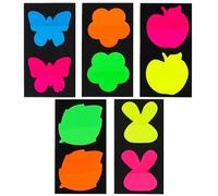 RuiChy 200 Pcs Transparent Neon Color Sticky Notes, Small See Through Self-Stick Notes Multi Shaped Colored Annotation Tabs Book Markers Page Flags Mini Translucent Memo Pads for School Office