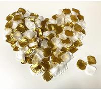 RuiChy 2000 Pcs Artificial Silk Rose Petals Flower for Wedding Party, 2 Colors Fake Rose Petals for Romantic Night Valentine's Day Bed Table Decoration (Gold and White)