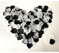 RuiChy 2000 Pcs Artificial Silk Rose Petals Flower for Wedding Party, 2 Colors Fake Rose Petals for Romantic Night Valentine's Day Bed Table Decoration (Black and White)