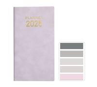 RuiChy 2025 Pocket Diary PU Leather Soft Cover A6 Week to View Appointment Weekly Work Planner Organiser 120 Pages Daily Notebook Calendar Efficiency Handbook with Morandi Sticky Tabs (Purple)